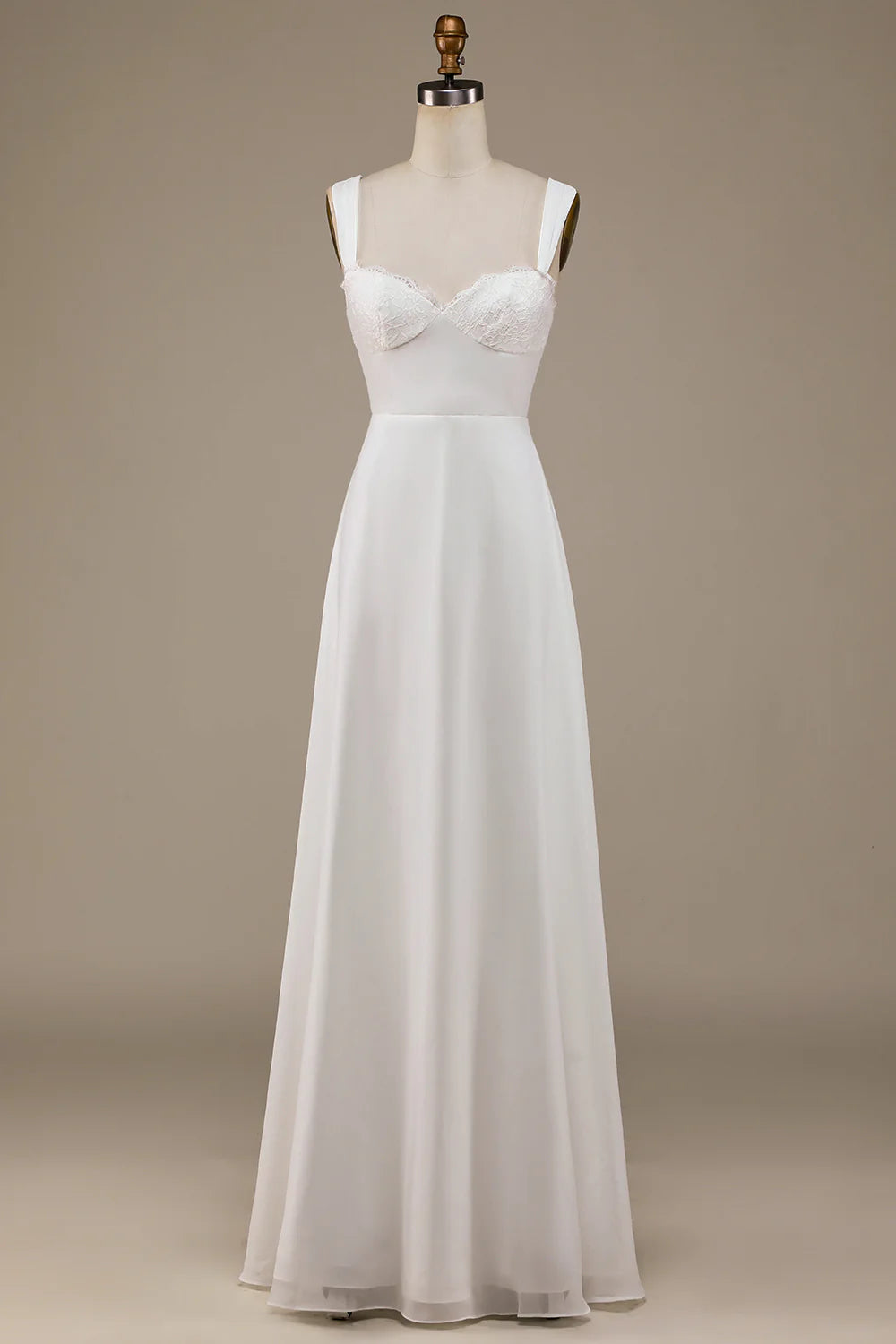 Ivory Scoop Neck Boho Wedding Dress with