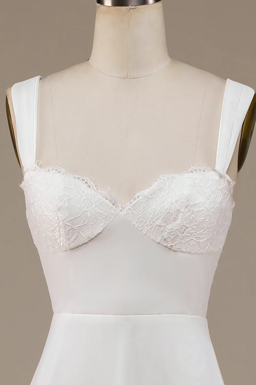 Ivory Scoop Neck Boho Wedding Dress with