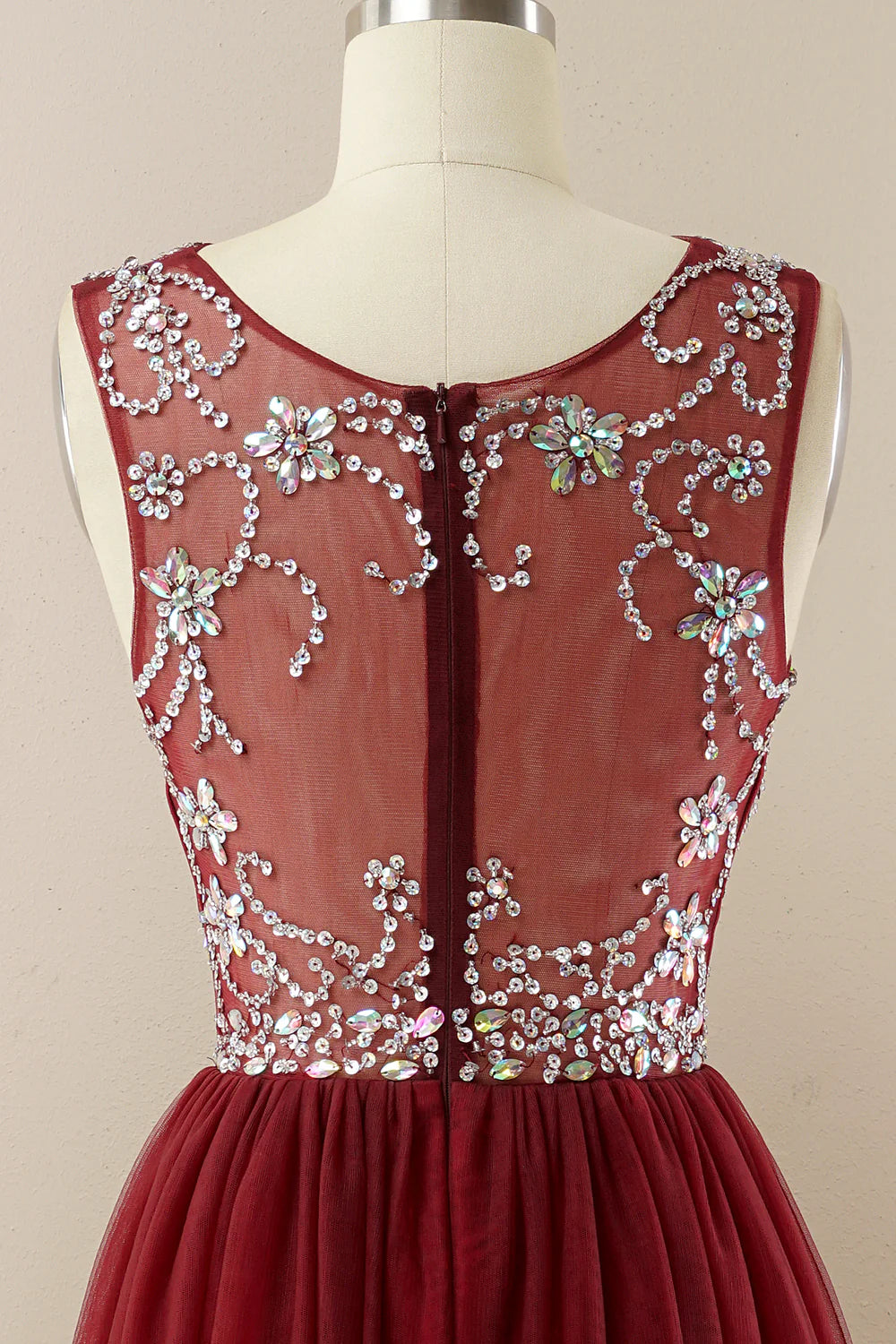 Beaded sheer dance party evening dress