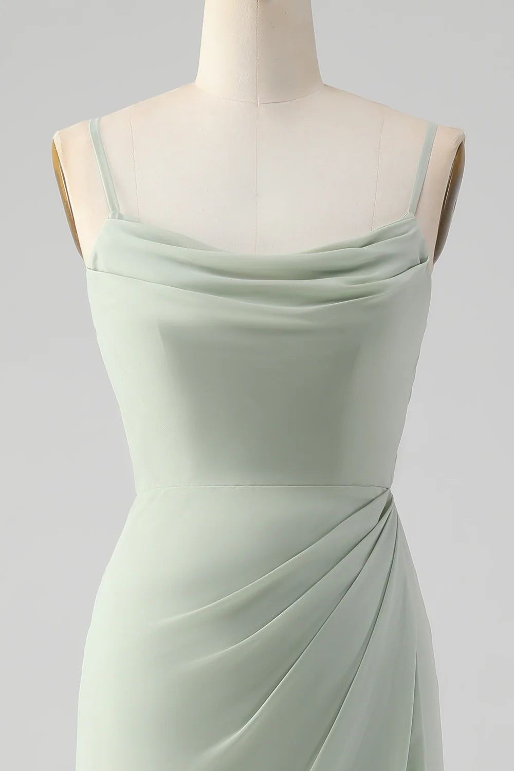 Sheath Spaghetti Straps Floor Length Chiffon Bridesmaid Dress