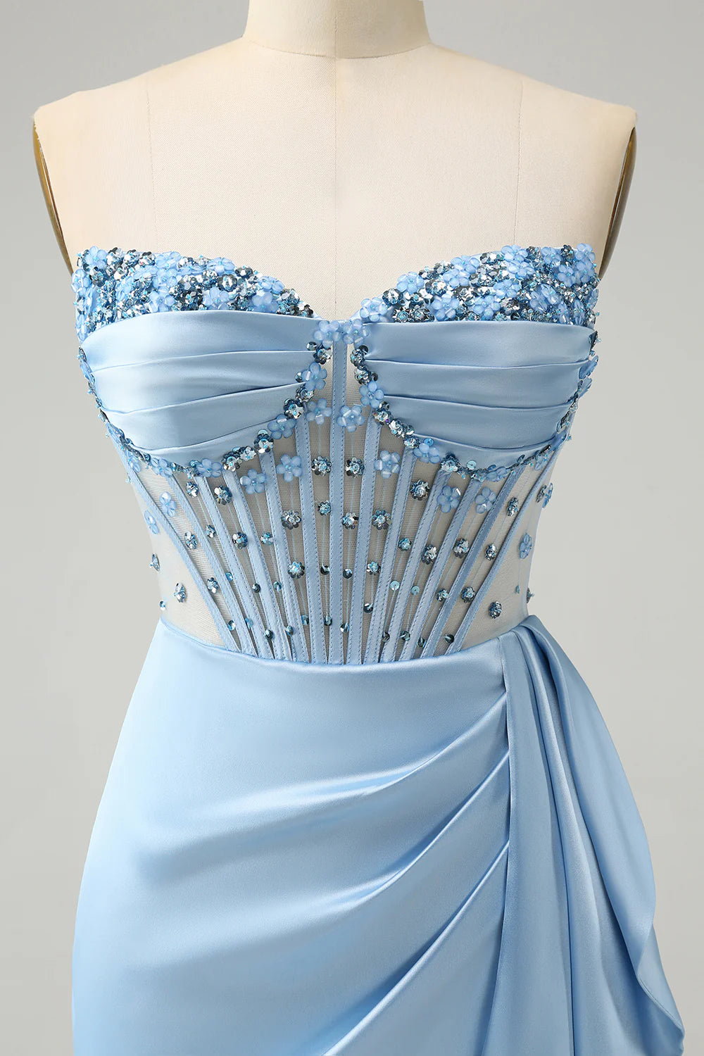 Blue Bodycon Sweetheart Pleated Corset Short Homecoming Dress