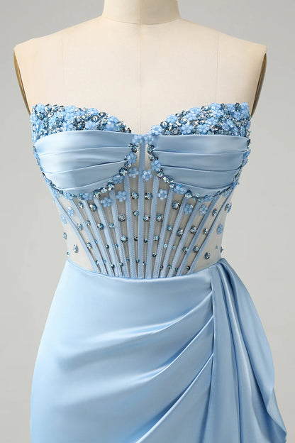 Blue Bodycon Sweetheart Pleated Corset Short Homecoming Dress