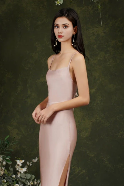 OKBBN slim shoulder sleeveless mermaid satin ball dress