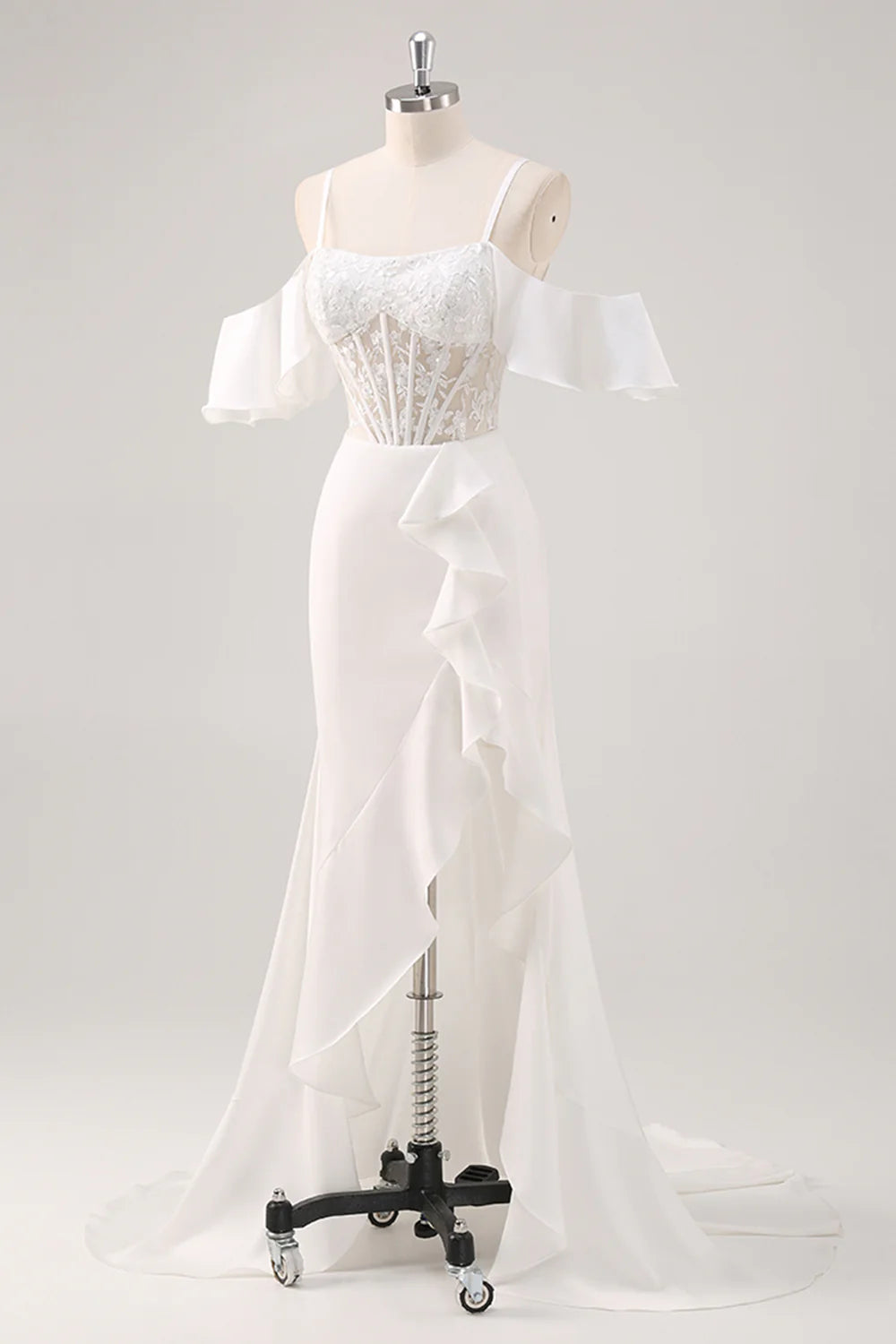 OKBBN Elegant Lace Corset Split Evening Dress