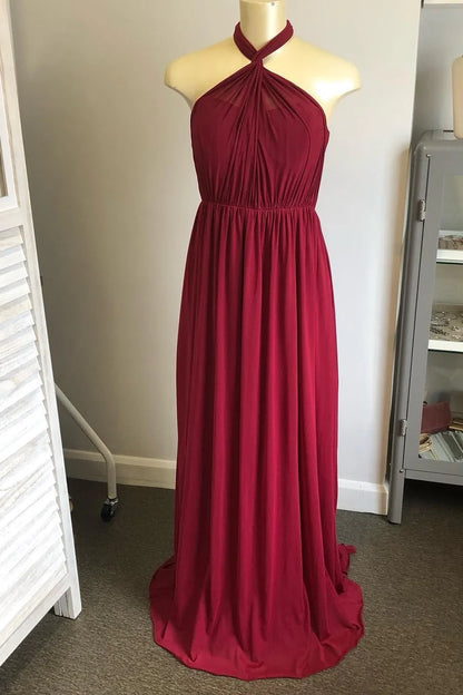 Burgundy Long Bridesmaid Dress