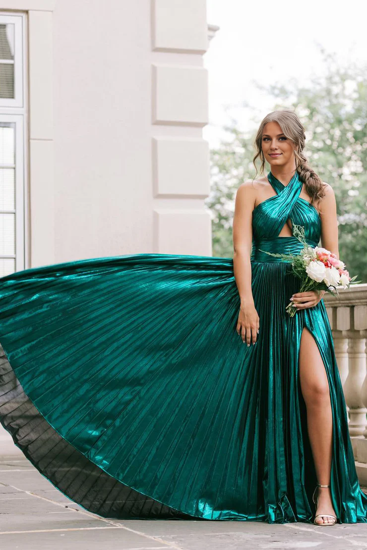 OKBBN charming A-line backless satin slit dance dress