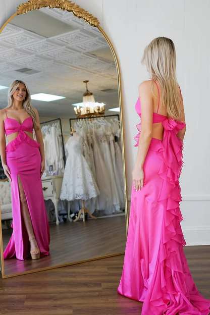 OKBBN Mermaid Sweetheart Satin Split Ball Dress