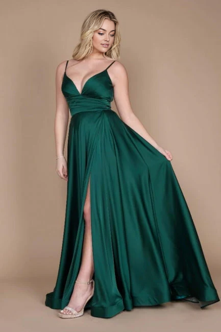 OKBBN Simple Thin Strap Sleeveless Straight Tube Satin Ball Dress