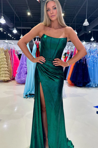 OKBBN Charming Mermaid Off Shoulder Satin Long Ball Dress