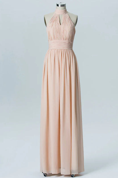 High Halter Keyhole Bridesmaid Dress