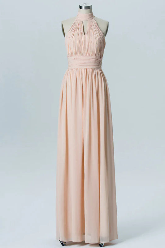 High Halter Keyhole Bridesmaid Dress