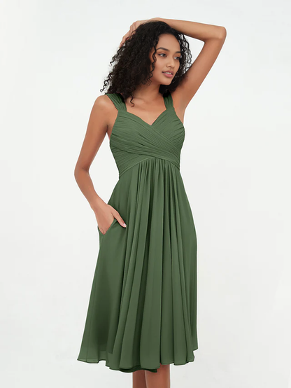 OKBBN Chiffon Sleeveless Skirt Bridesmaid Dress