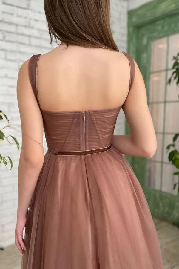 OKBBN minimalist A-line chiffon short ball gown