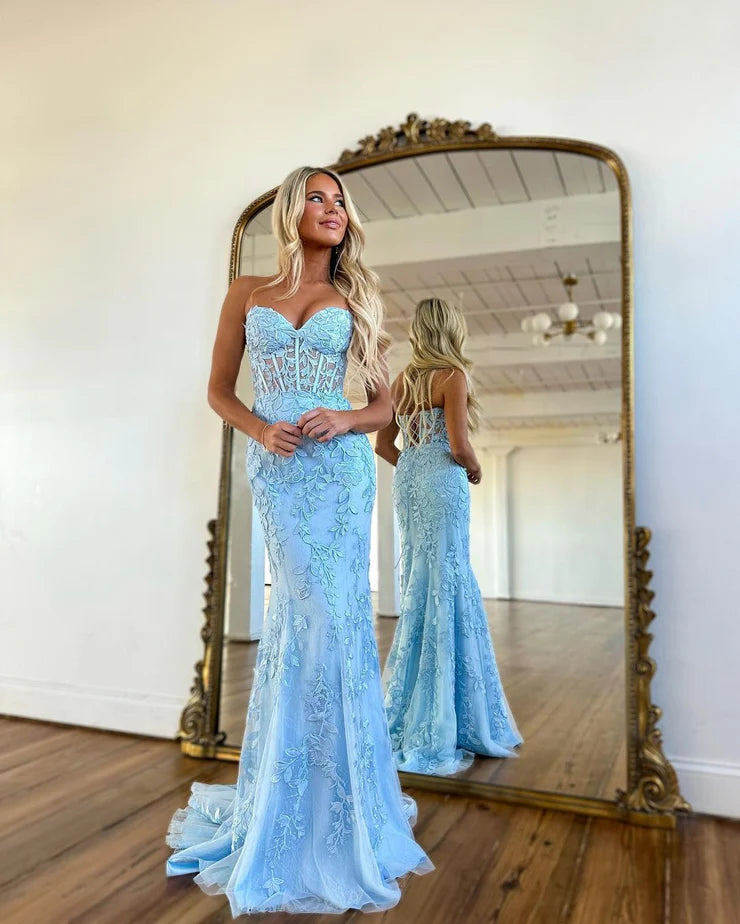 OKBBN Cute Mermaid Sweetheart Lace Ball Dress