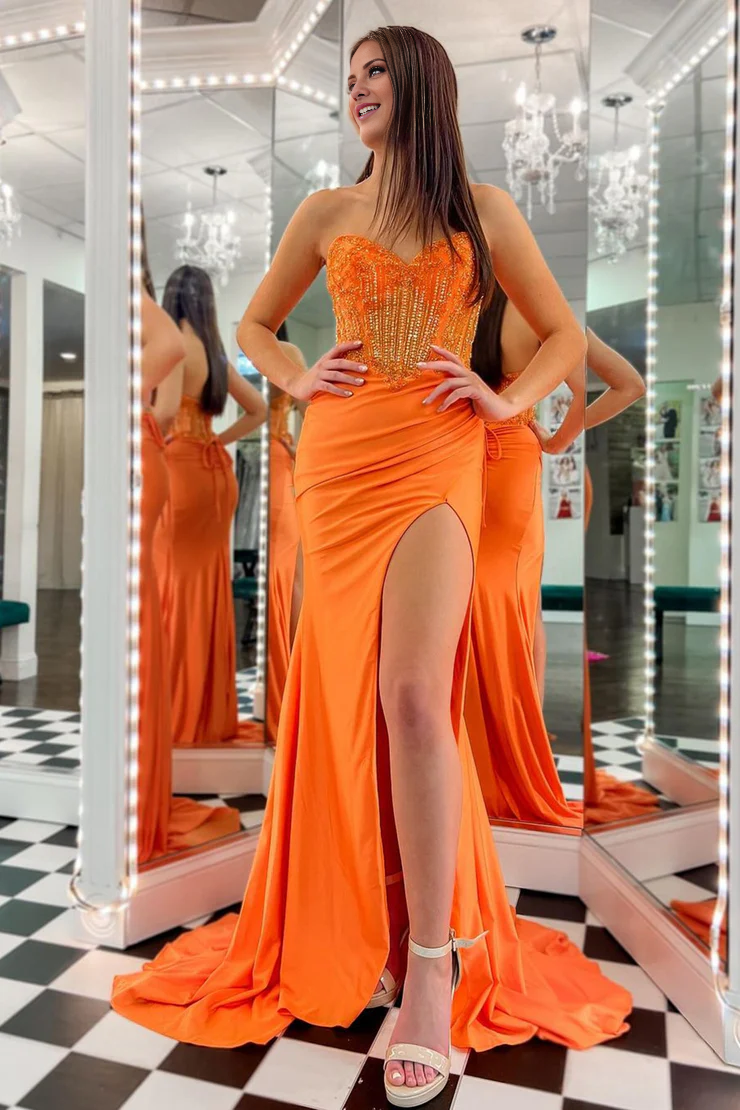 OKBBN Charming Mermaid Sweetheart Split Ball Dress