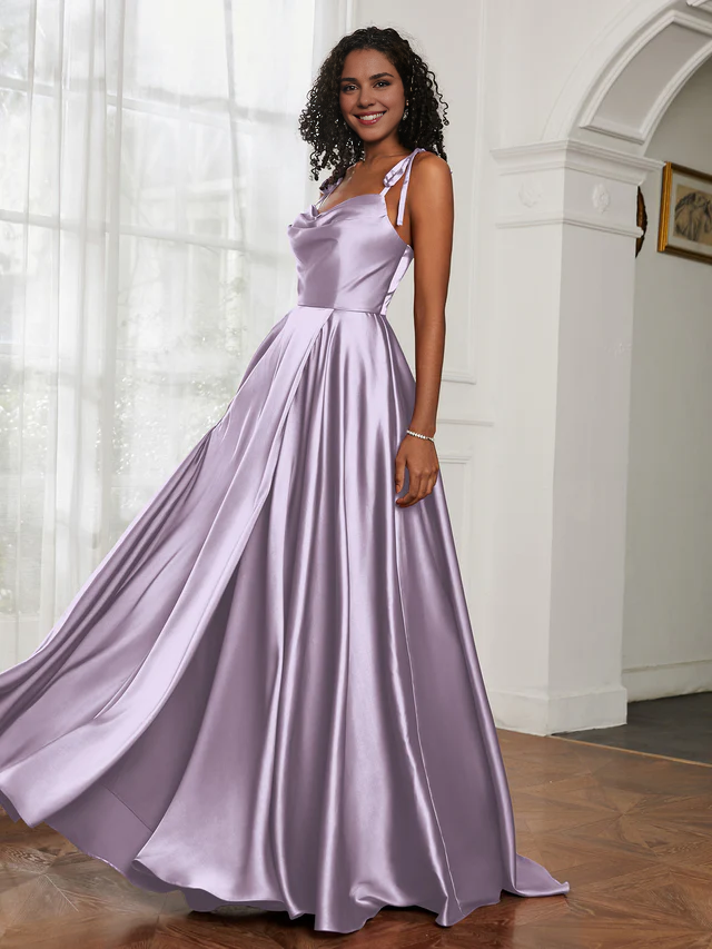 OKBBN collar A-line slit bridesmaid dress