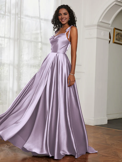 OKBBN collar A-line slit bridesmaid dress