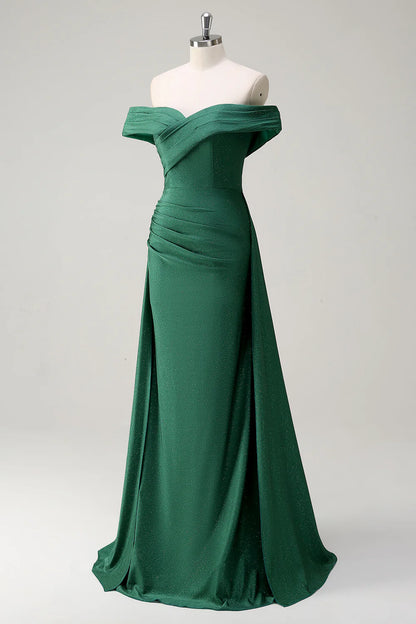 OKBBN off shoulder strapless pleated long evening gown