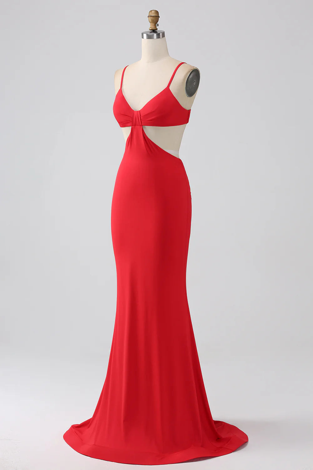 OKBBN sexy mermaid slim shoulder strap pleated backless long ball dress