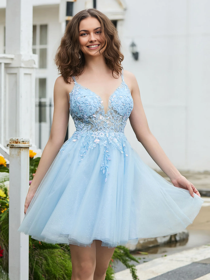OKBBN Charming Lace Decorative Corset Top Homecoming Dresses