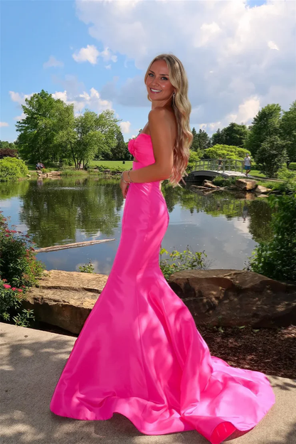 OKBBN Mermaid Sweetheart Satin Ball Dress with Bow