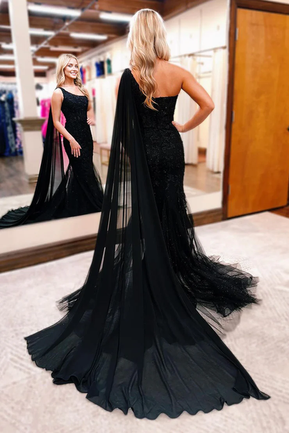 OKBBN Unique Mermaid One Shoulder Long Ball Dress