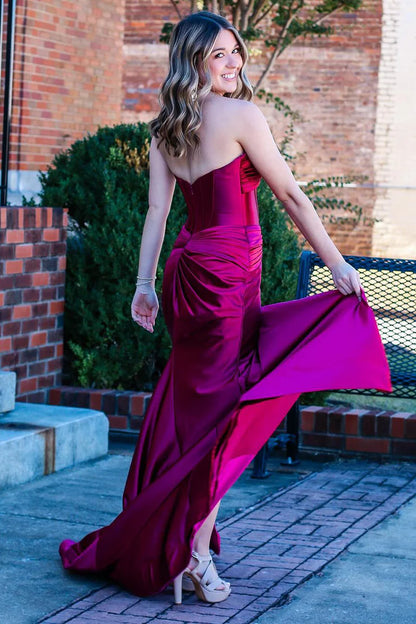 OKBBN Charming Mermaid Sweetheart Satin Long Ball Dress