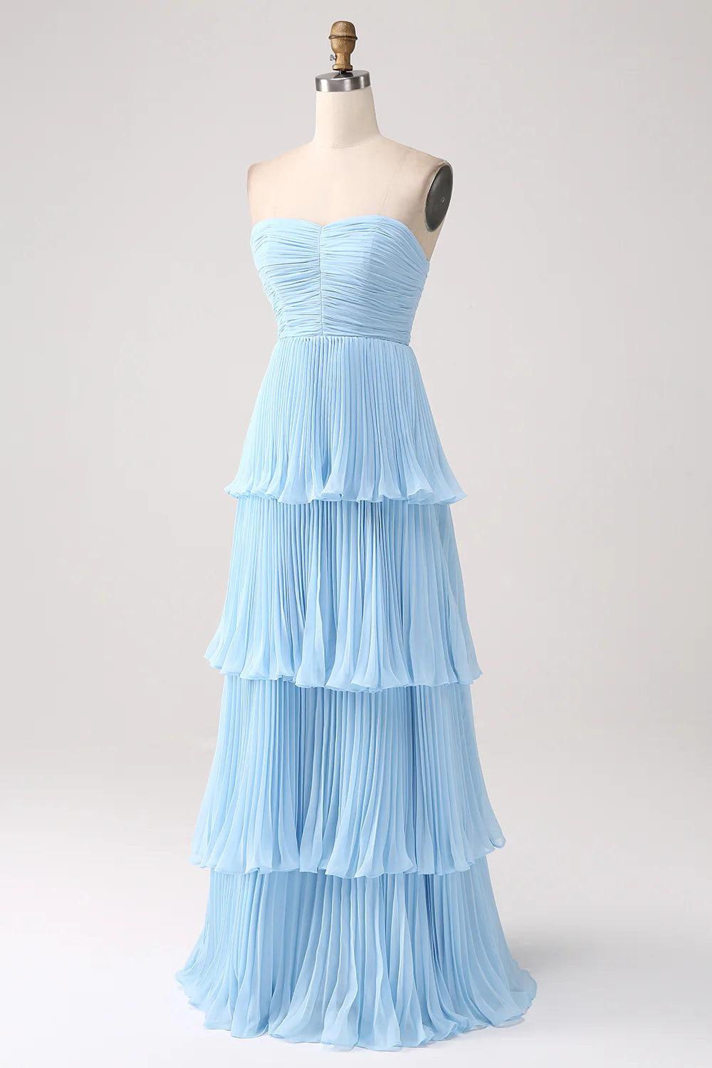 OKBBN Sweetheart pleated strapless long bridesmaid dress