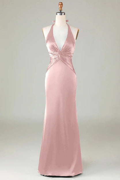 OKBBN Elegant Mermaid Strap Satin Long Evening Dress