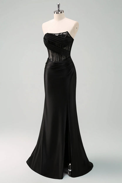 OKBBN mermaid off shoulder pleated corset long evening gown