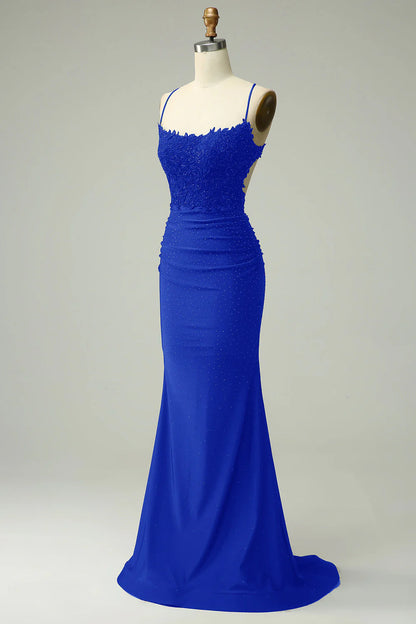 OKBBN Mermaid Strap Long Decal Ball Dress