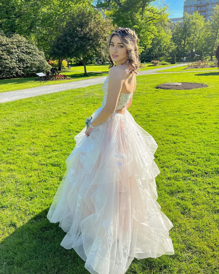 OKBBN Cute A-line V-neck Chiffon Ball Dress