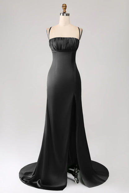 OKBBN Elegant Mermaid Strap Satin Ball Dress