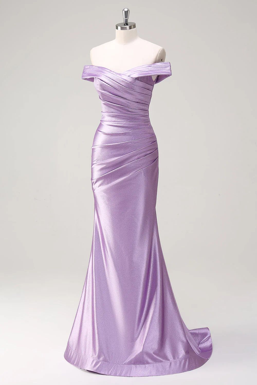 OKBBN mermaid off shoulder pleated long ball dress