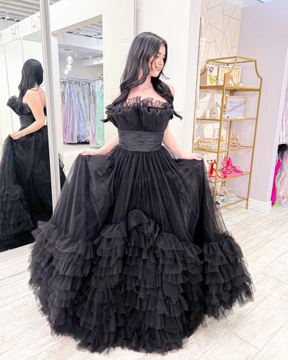 OKBBN Cute Off Shoulder Tulle Ball Dress