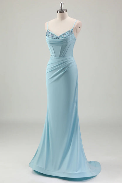 OKBBN Shining Mermaid Strap Tight corset Ball Dress
