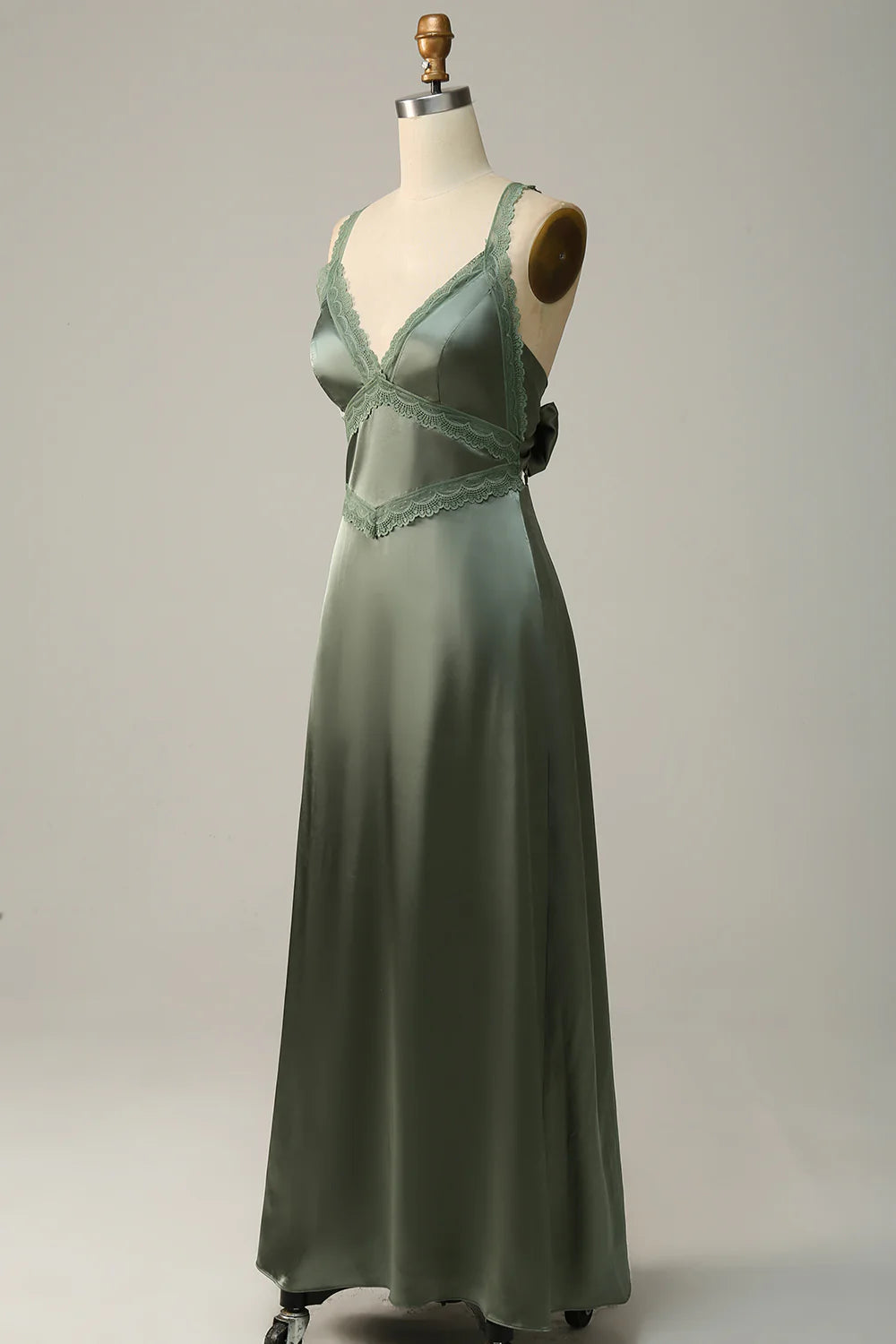OKBBN's charming V-neck backless lace bridesmaid dress