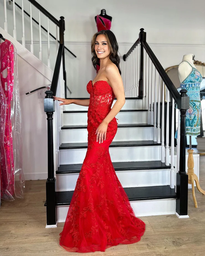 OKBBN Cute Mermaid Sweetheart Lace Ball Dress