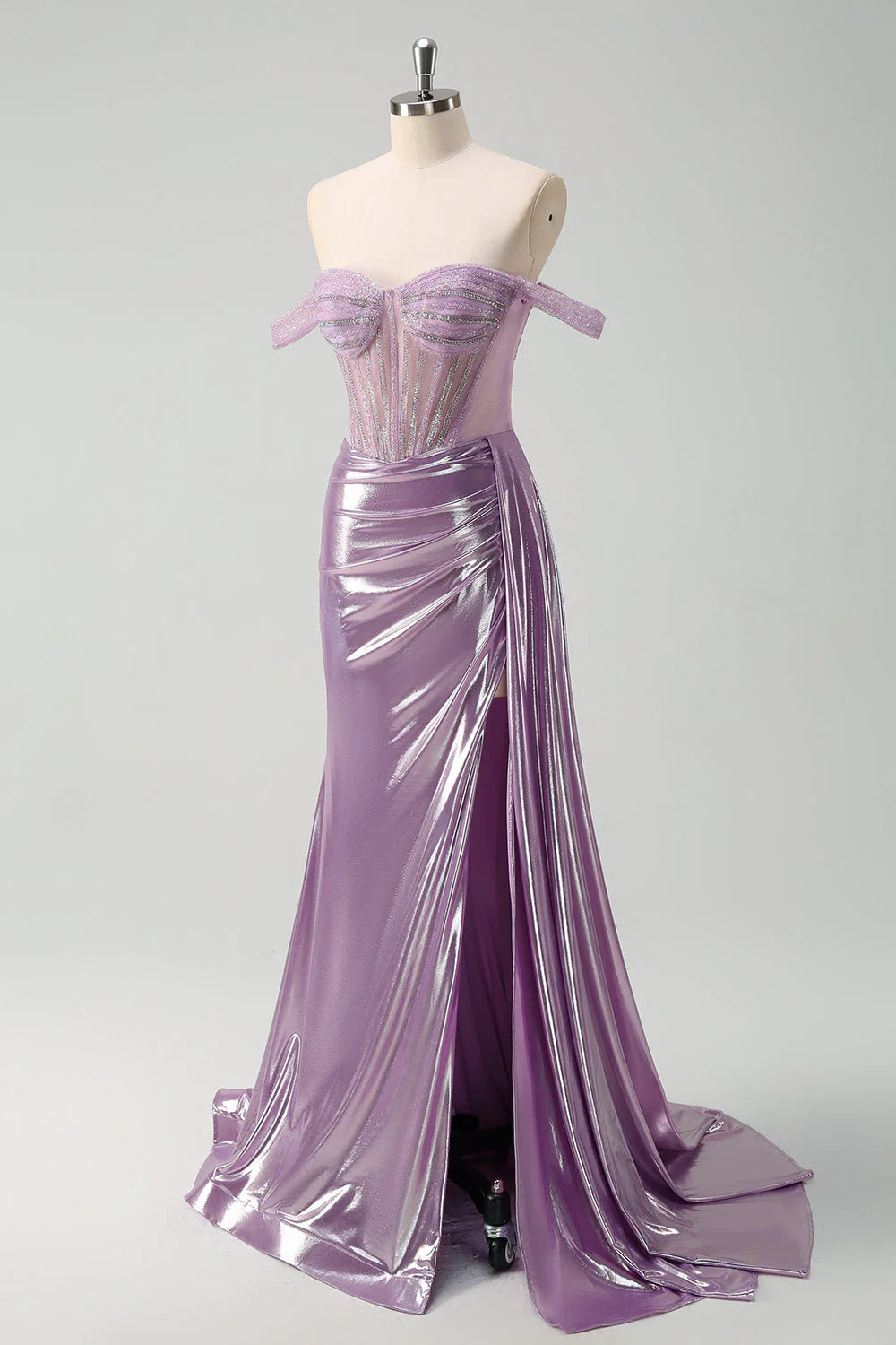 OKBBN mermaid off shoulder strapless tight corset slit dance dress