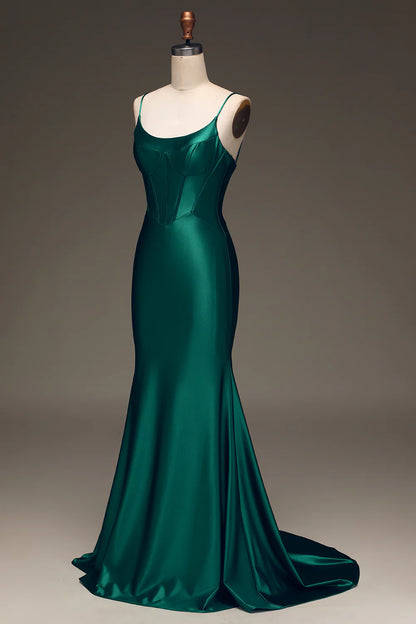 OKBBN mermaid slim shoulder strap long sleeveless evening gown