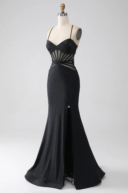 OKBBN Elegant Mermaid Strap Split Evening Dress