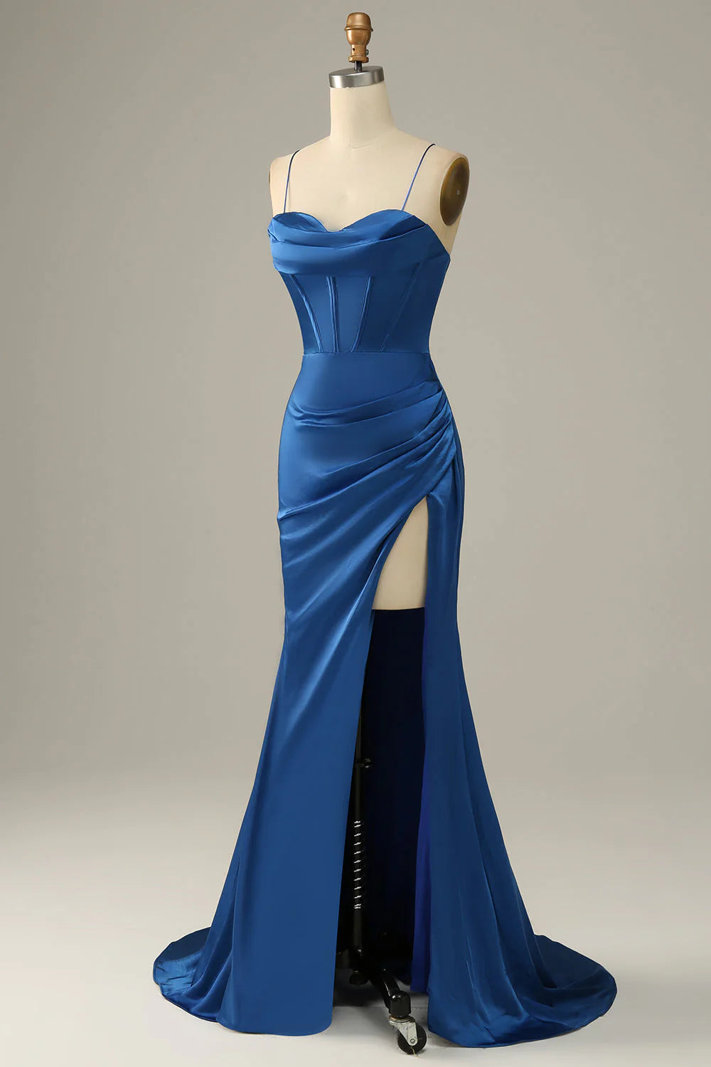 OKBBN mermaid slim shoulder strap slit long ball dress