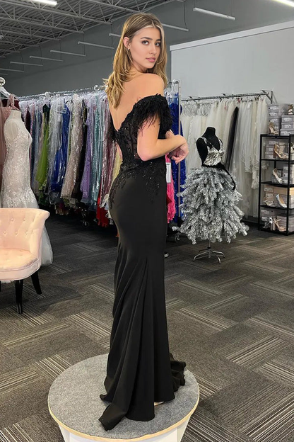 OKBBN Cute Mermaid Off Shoulder Lace Long Ball Dress