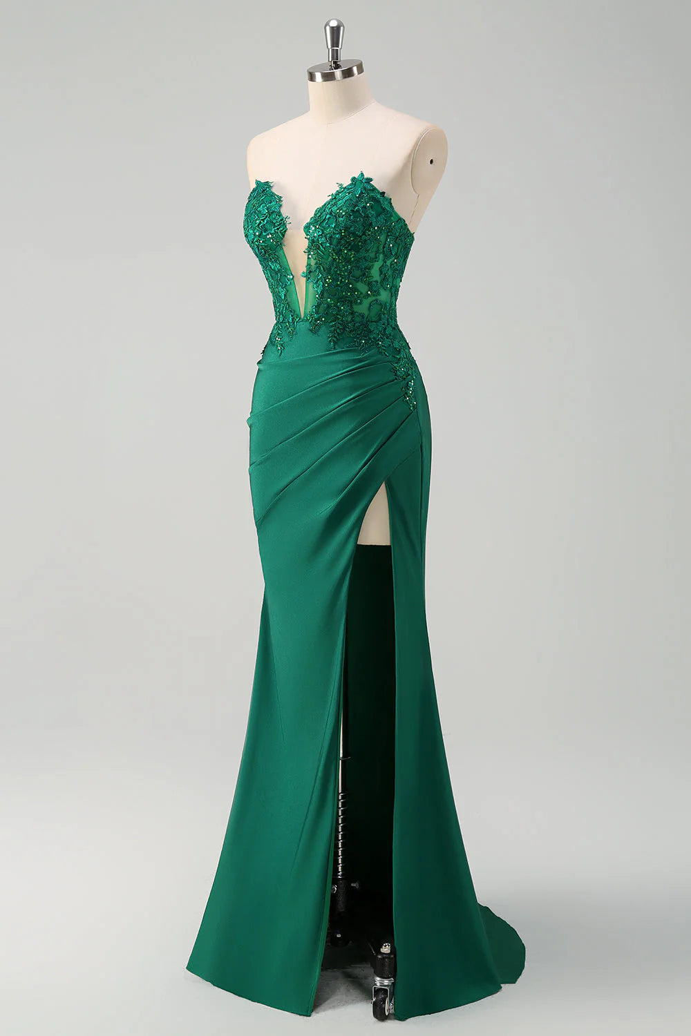 OKBBN mermaid tight corset pleated long slit dance dress