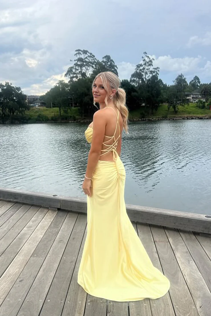 OKBBN Cute Mermaid Sweetheart Long Cross Back Ball Dress