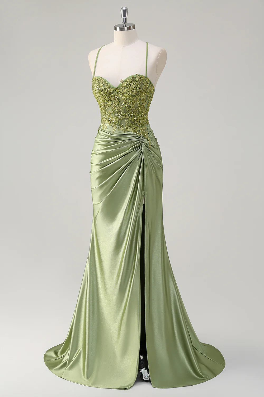 OKBBN elegant mermaid pleated applique slit dance dress