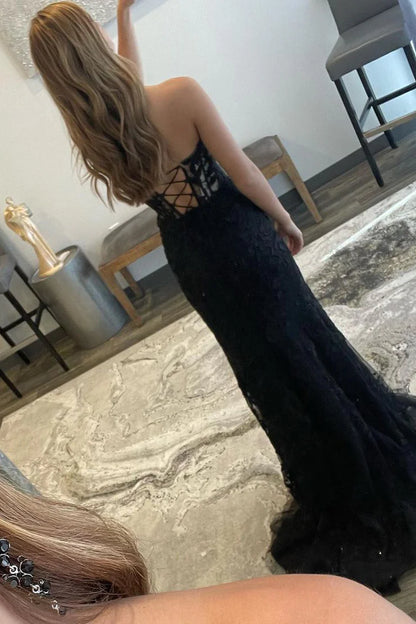OKBBN Cute Mermaid Sweetheart Lace Long Split Ball Dress