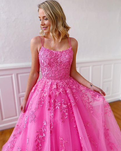 OKBBN Sweet Ball Dress Round Neck Decal Tulle Ball Dress