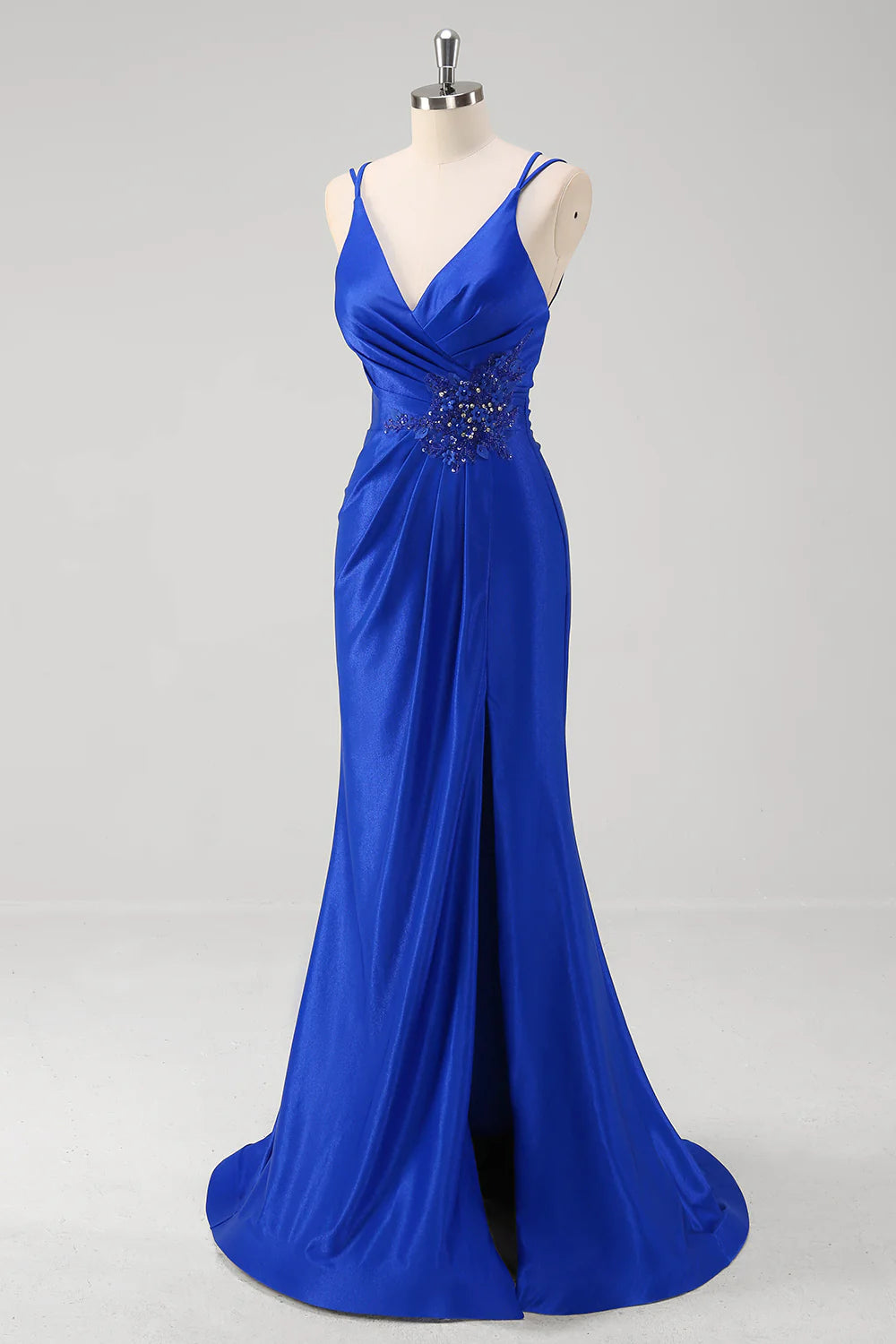 OKBBN Elegant Mermaid V-neck Decal Long Split Ball Dress