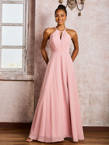 OKBBN backless camisole bow chiffon bridesmaid dress